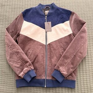 NWT ASOS Two Tone Color Block Corduroy Bomber Jacket Size Medium
